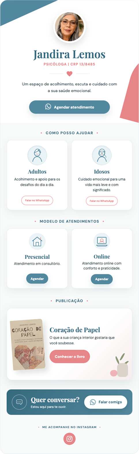 Página profissional para nutricionista